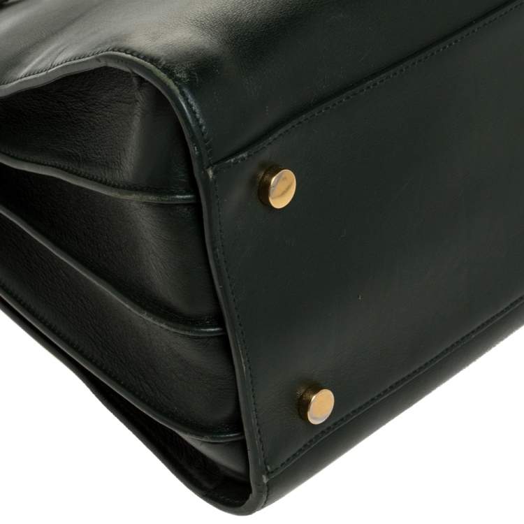 Pre Owned Saint Laurent Dark Green Leather Small Classic Sac De Jour Tote