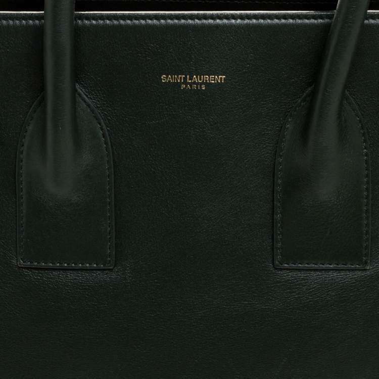 Pre Owned Saint Laurent Dark Green Leather Small Classic Sac De Jour Tote