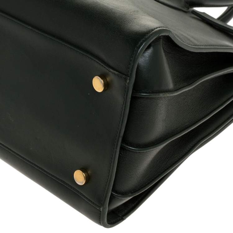 Pre Owned Saint Laurent Dark Green Leather Small Classic Sac De Jour Tote