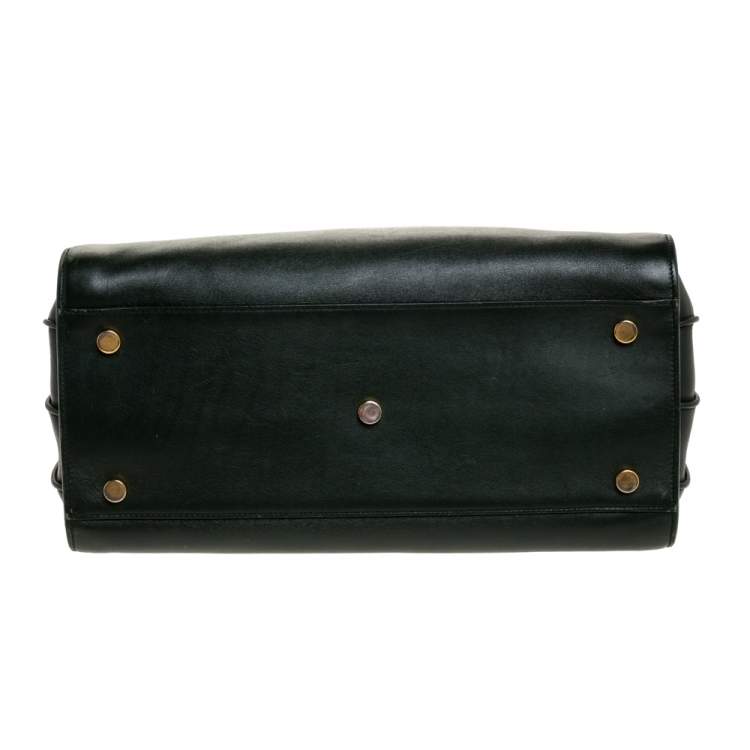 Pre Owned Saint Laurent Dark Green Leather Small Classic Sac De Jour Tote