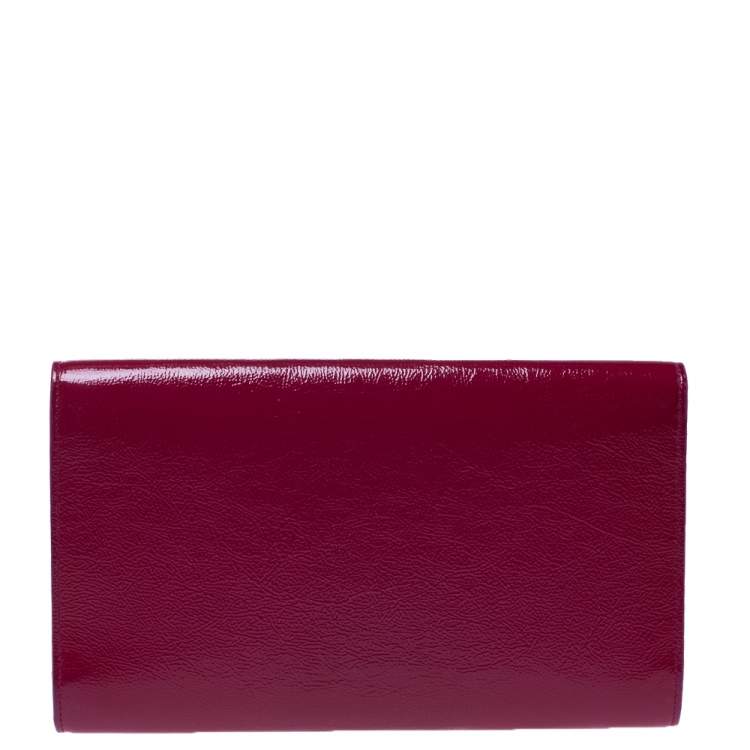 Pre Owned Saint Laurent Fuchsia Patent Leather Belle De Jour Flap Clutch