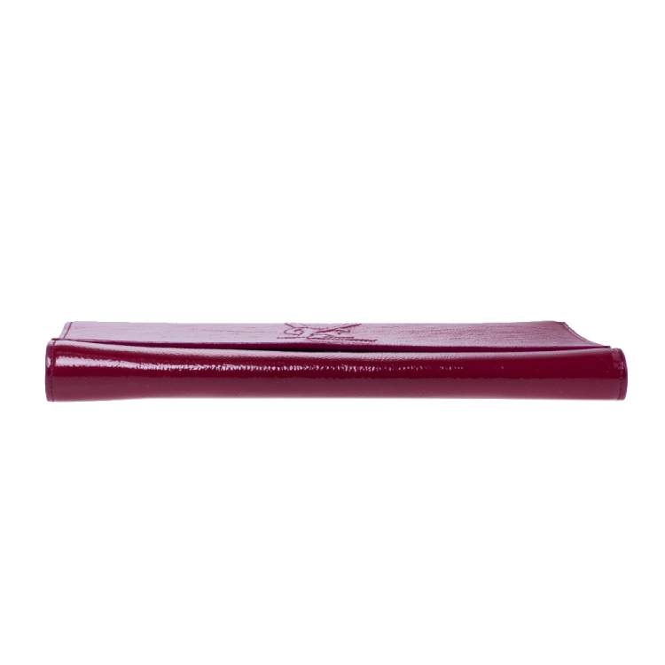 Pre Owned Saint Laurent Fuchsia Patent Leather Belle De Jour Flap Clutch