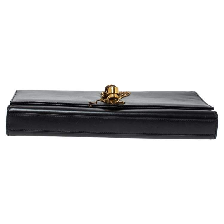 Pre Owned Saint Laurent Black Leather Kate Tassel Clutch