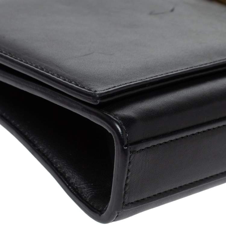Pre Owned Saint Laurent Black Leather Kate Tassel Clutch