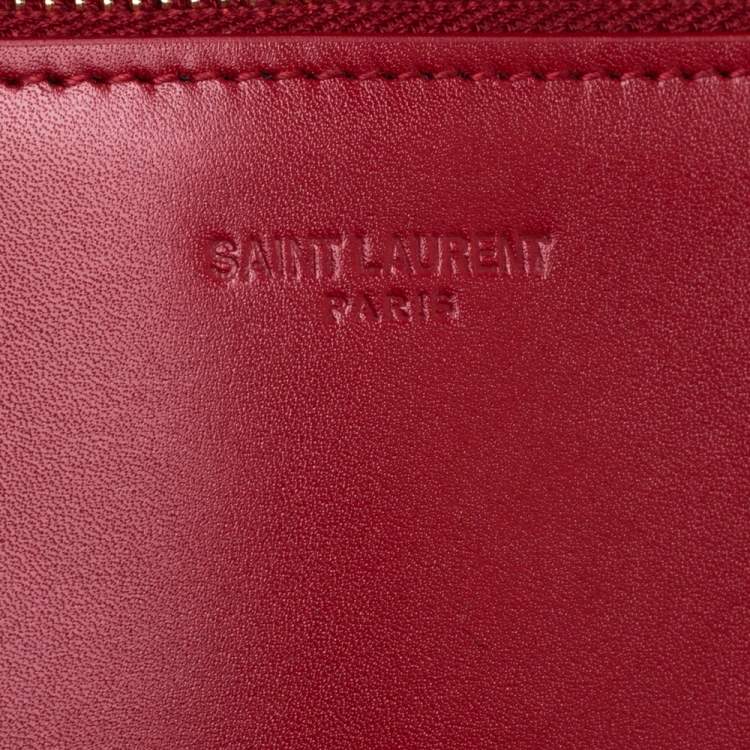 Pre Owned Saint Laurent Red Leather Flap Wallet