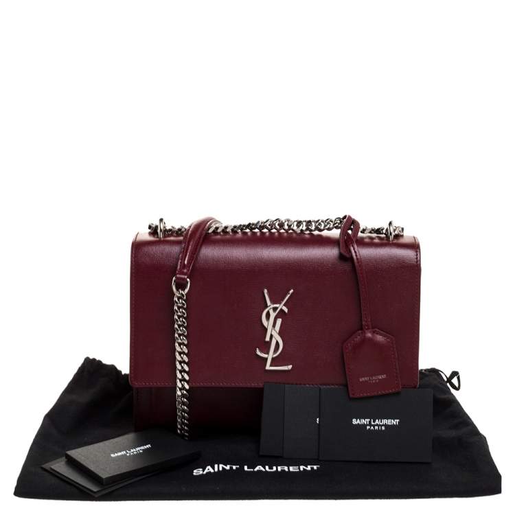 Pre Owned Saint Laurent Red Leather Medium Sunset Shoulder Bag