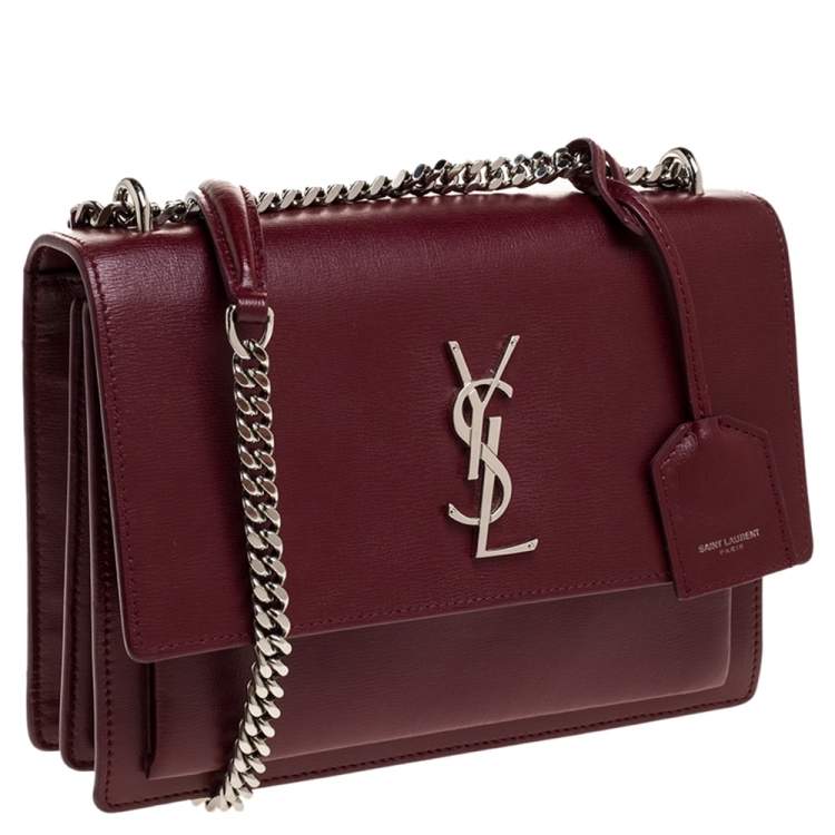Pre Owned Saint Laurent Red Leather Medium Sunset Shoulder Bag