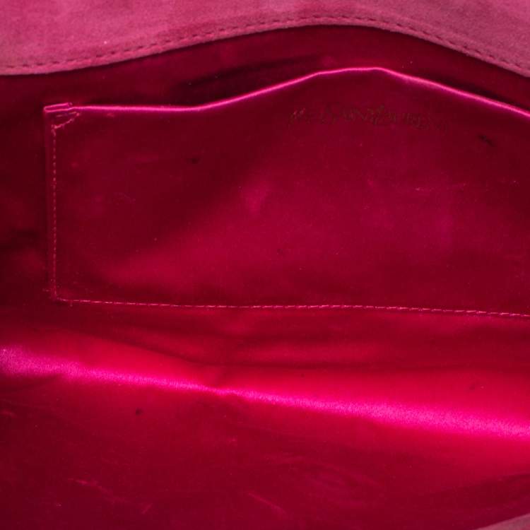 Pre Owned Yves Saint Laurent Coral Orange Patent Leather Belle De Jour Flap Clutch