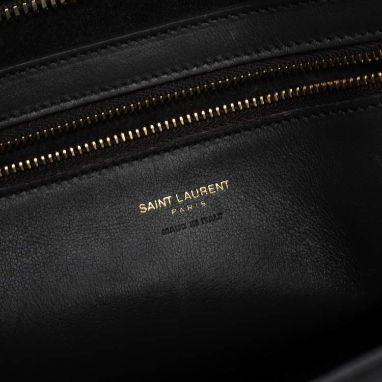 Pre Owned Saint Laurent Dark Grey Leather Small Cabas Chyc Tote