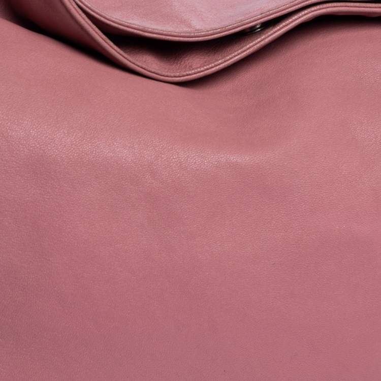 Pre Owned Yves Saint Laurent Pink Leather and Crocodile Large Roady Hobo
