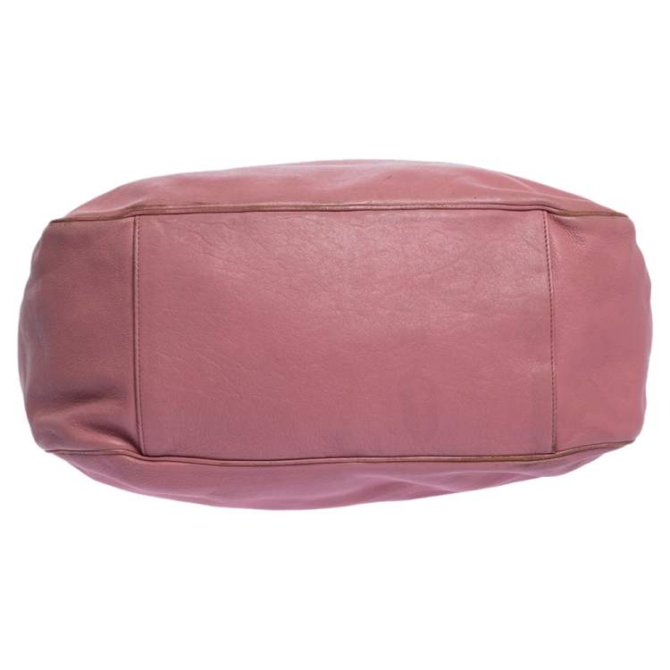 Pre Owned Yves Saint Laurent Pink Leather and Crocodile Large Roady Hobo
