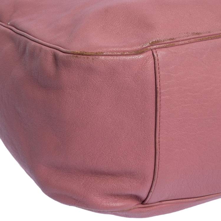 Pre Owned Yves Saint Laurent Pink Leather and Crocodile Large Roady Hobo