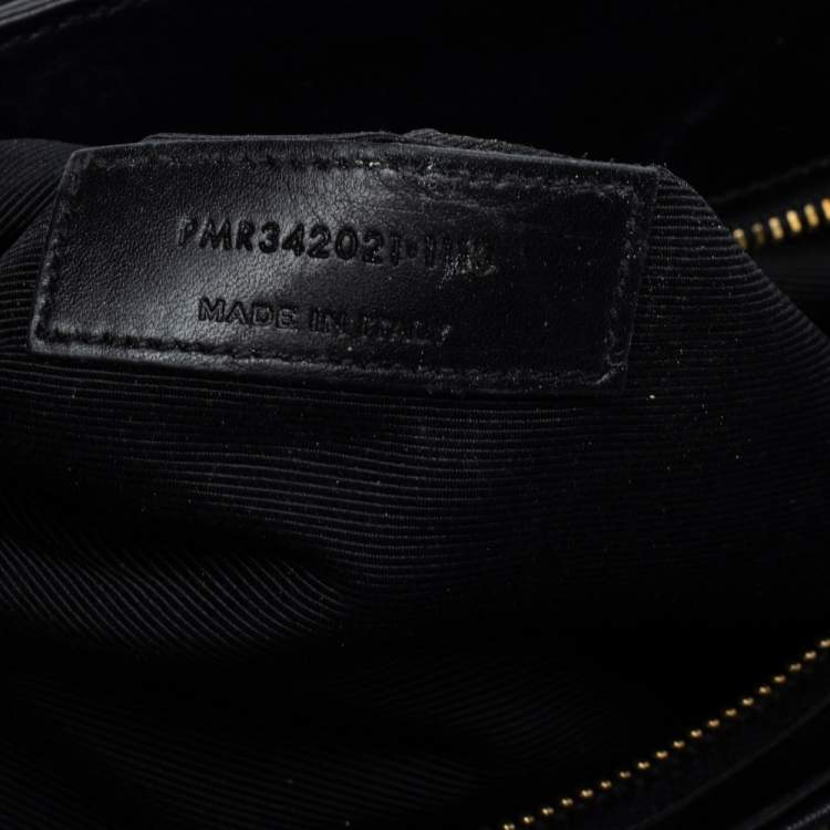 Pre Owned Saint Laurent Black Leather Cassandre Chain Strap Shopper Tote            