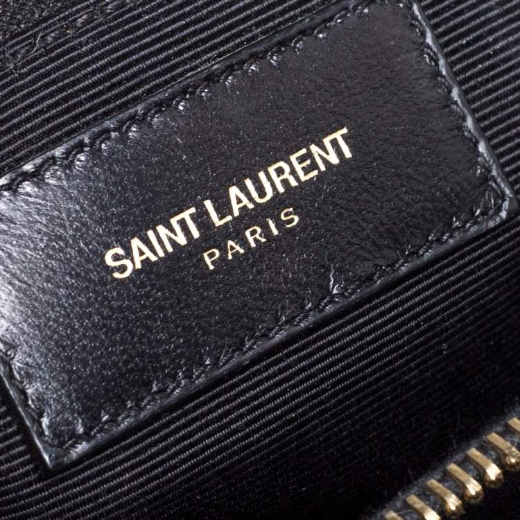 Pre Owned Saint Laurent Black Matelasse Leather Cassandre Shopper Tote
