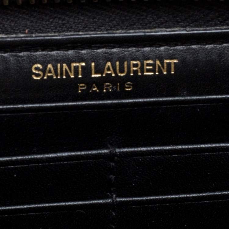 Pre Owned Saint Laurent Black Patent Leather Rive Gauche Zip Around Wallet