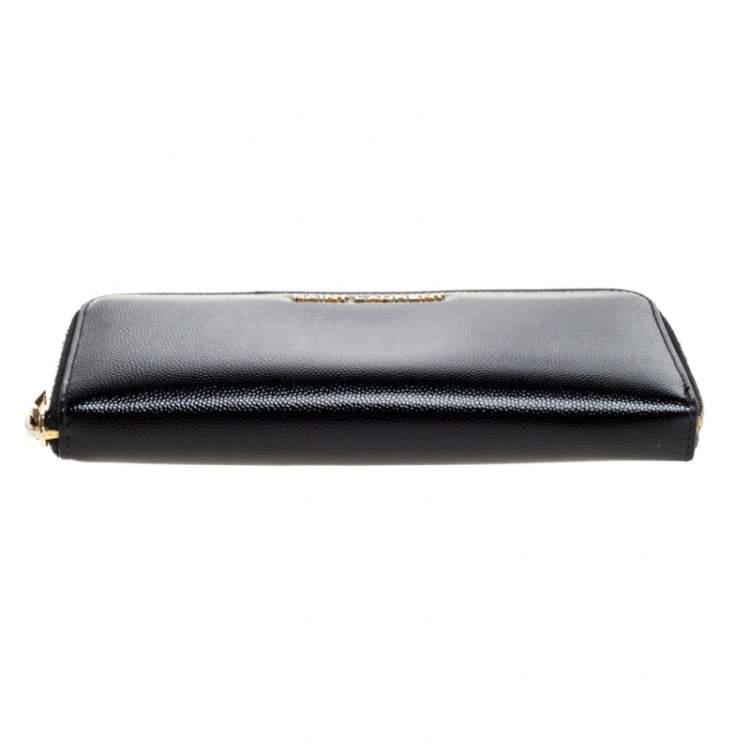 Pre Owned Saint Laurent Black Patent Leather Rive Gauche Zip Around Wallet