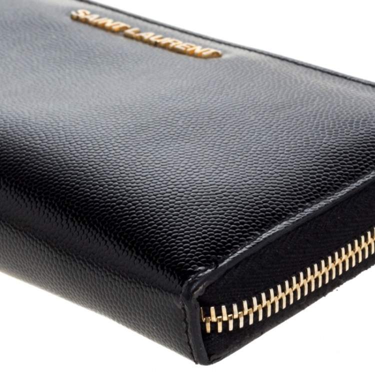 Pre Owned Saint Laurent Black Patent Leather Rive Gauche Zip Around Wallet