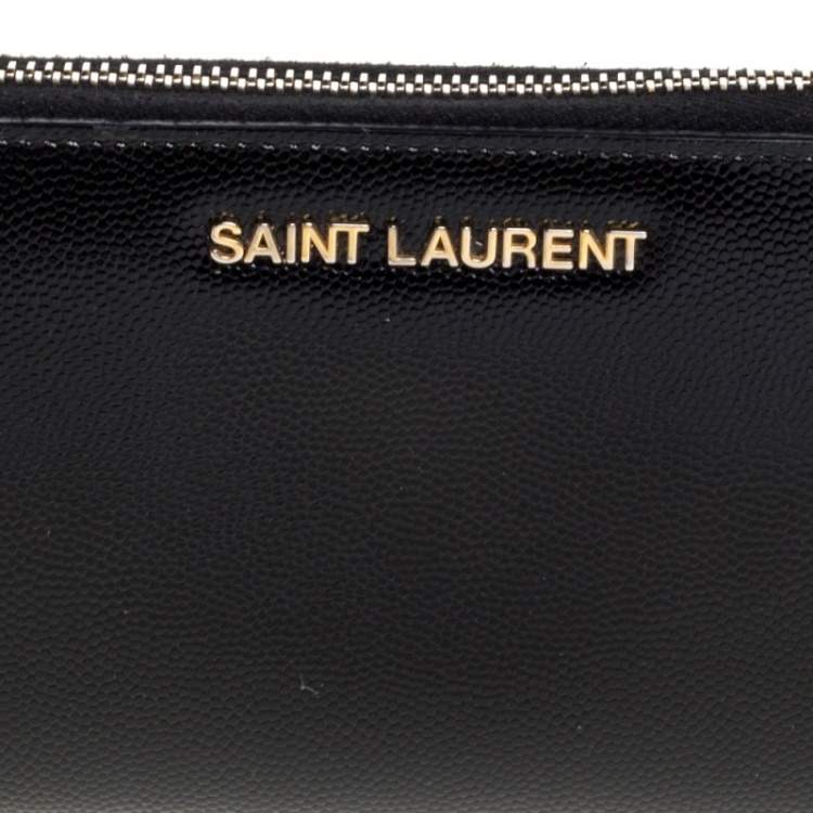 Pre Owned Saint Laurent Black Patent Leather Rive Gauche Zip Around Wallet