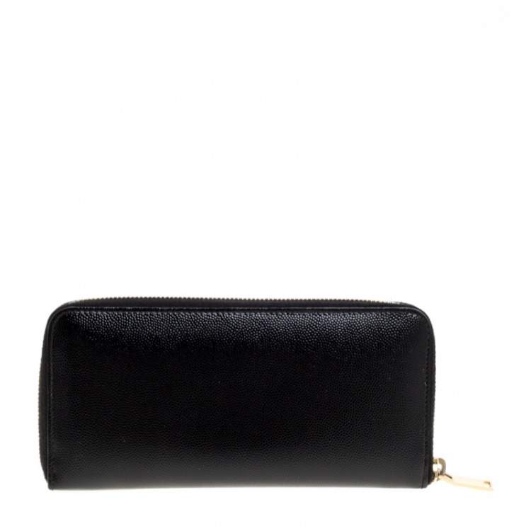 Pre Owned Saint Laurent Black Patent Leather Rive Gauche Zip Around Wallet