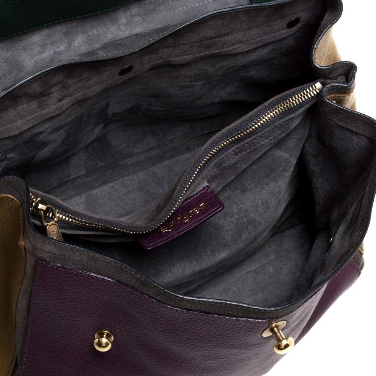 Pre Owned Saint Laurent Multicolor Leather and Suede Medium Muse Two Satchel