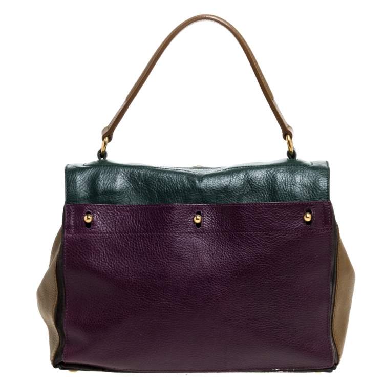 Pre Owned Saint Laurent Multicolor Leather and Suede Medium Muse Two Satchel