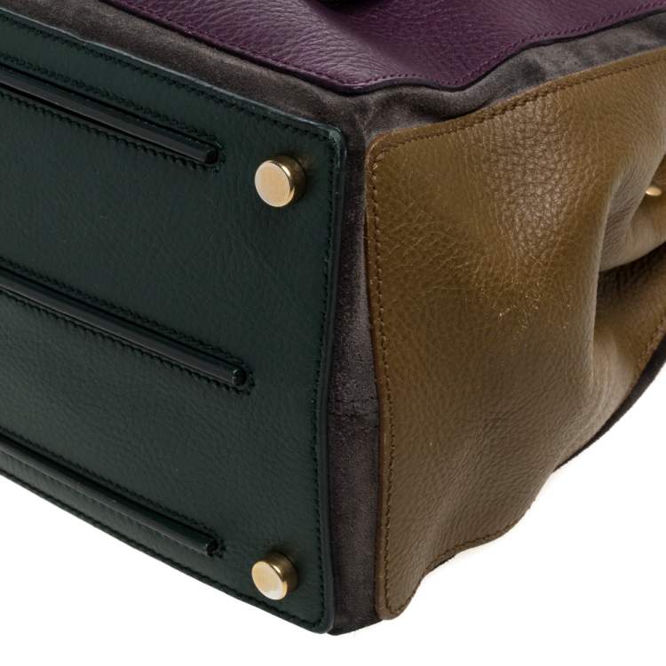 Pre Owned Saint Laurent Multicolor Leather and Suede Medium Muse Two Satchel