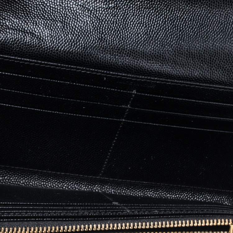 Pre Owned Saint Laurent Black Matelasse Leather Monogram Envelope Wallet