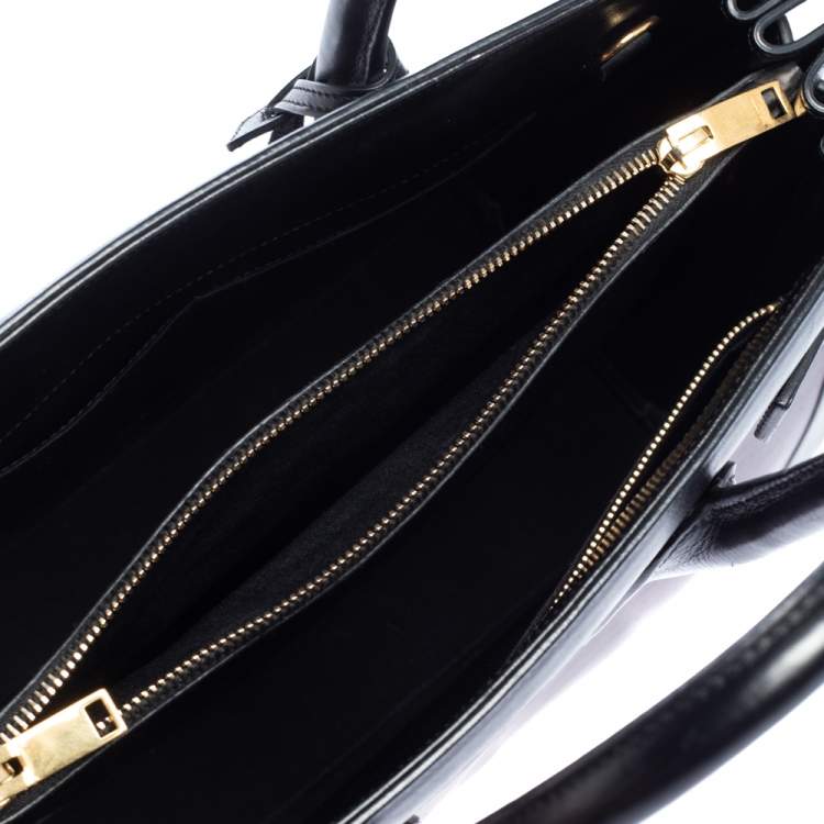 Pre Owned Saint Laurent Burgundy/Black Leather Small Classic Sac De Jour Tote