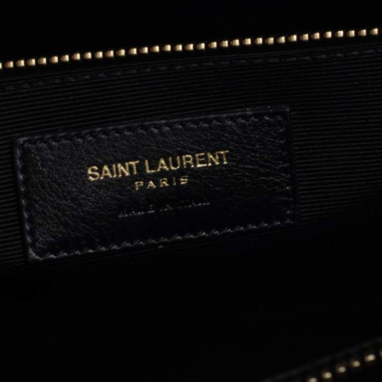 Pre Owned Saint Laurent Burgundy/Black Leather Small Classic Sac De Jour Tote