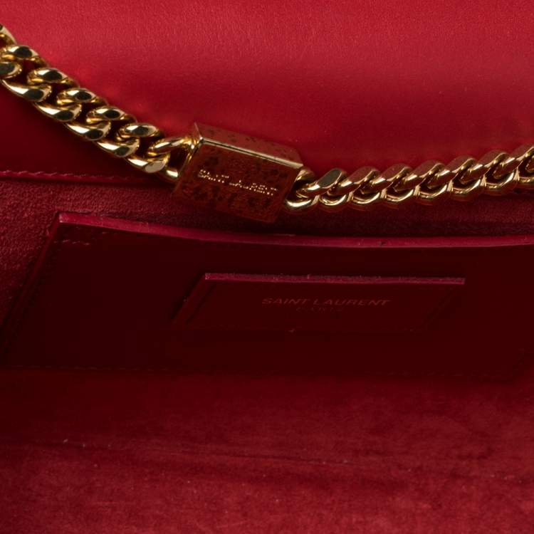 Pre Owned Saint Laurent Red Leather Medium Kate Tassel Shoulder Bag