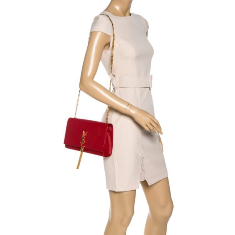 Saint Laurent Red Leather Medium Kate Tassel Shoulder Bag Saint