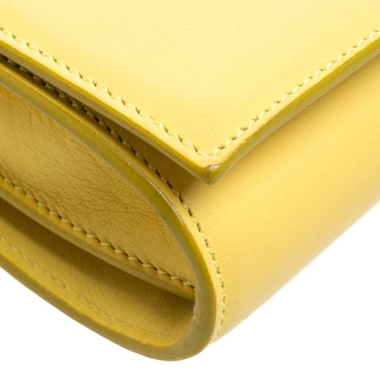 مملوكة مسبقًا Saint Laurent Yellow Leather Y-Ligne Wallet on Chain