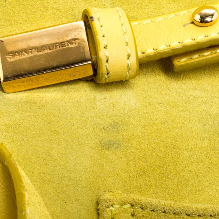 مملوكة مسبقًا Saint Laurent Yellow Leather Y-Ligne Wallet on Chain