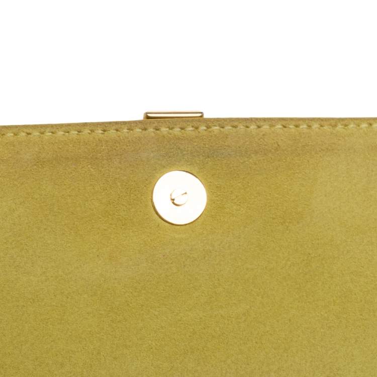 مملوكة مسبقًا Saint Laurent Yellow Leather Y-Ligne Wallet on Chain