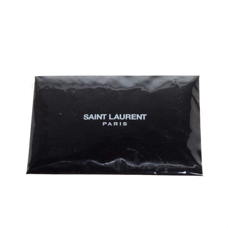 Pre Owned Saint Laurent Black Croc Embossed Leather Cassandra Top Handle Bag