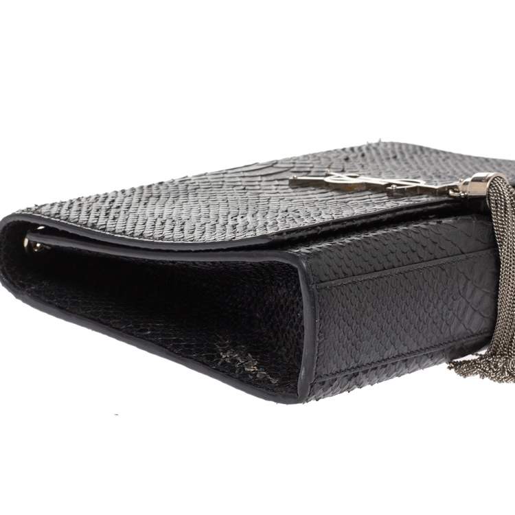 Pre Owned Saint Laurent Black Python Medium Kate Tassel Shoulder Bag