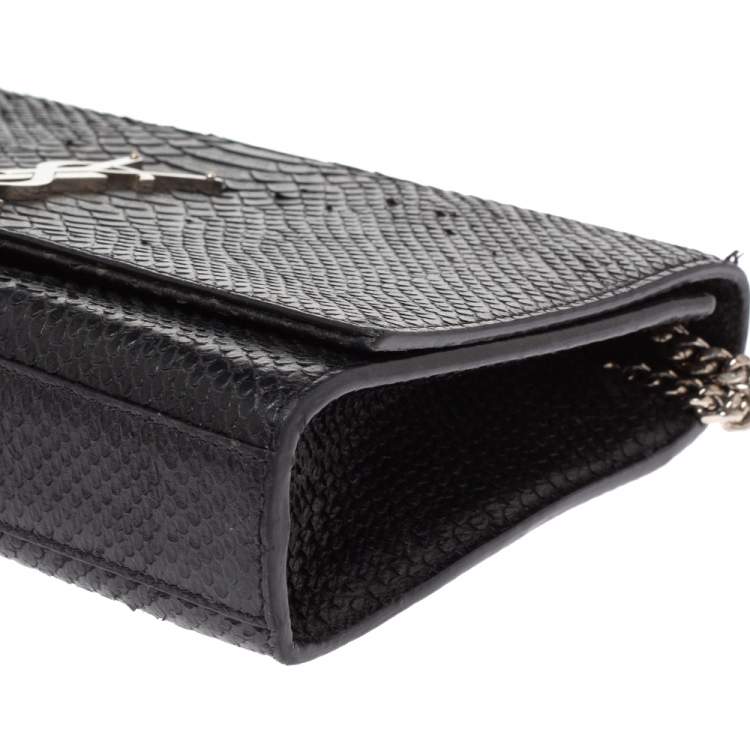Pre Owned Saint Laurent Black Python Medium Kate Tassel Shoulder Bag