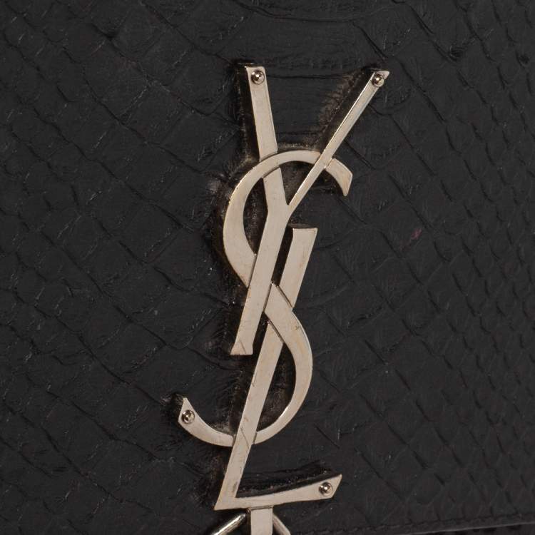 Pre Owned Saint Laurent Black Python Medium Kate Tassel Shoulder Bag
