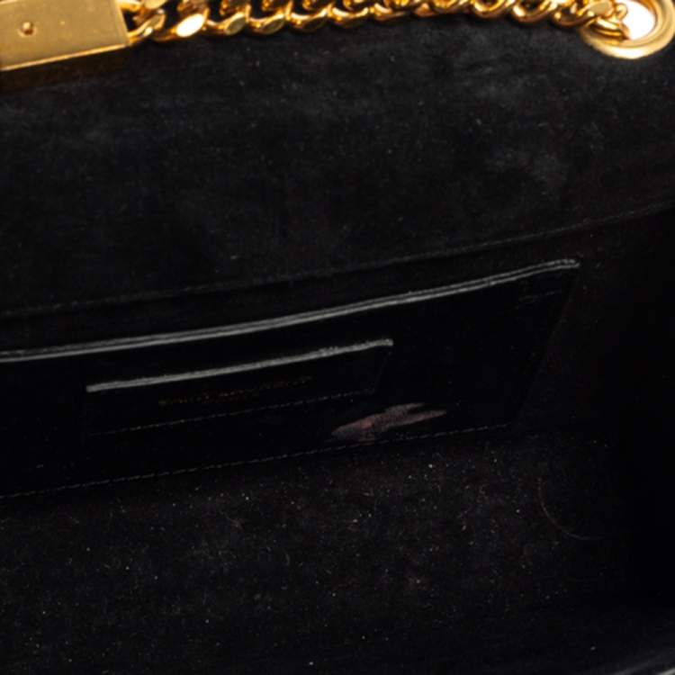 Pre Owned Saint Laurent Black/White Python Small Kate Tassel Shoulder Bag