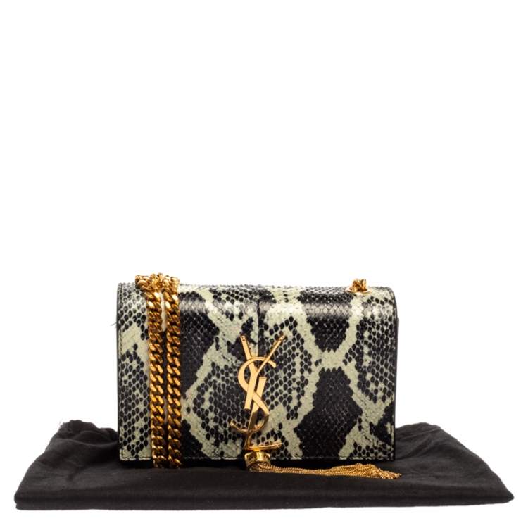 Pre Owned Saint Laurent Black/White Python Small Kate Tassel Shoulder Bag