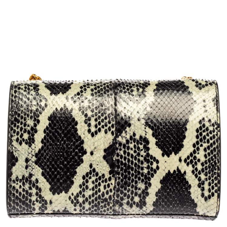 Pre Owned Saint Laurent Black/White Python Small Kate Tassel Shoulder Bag