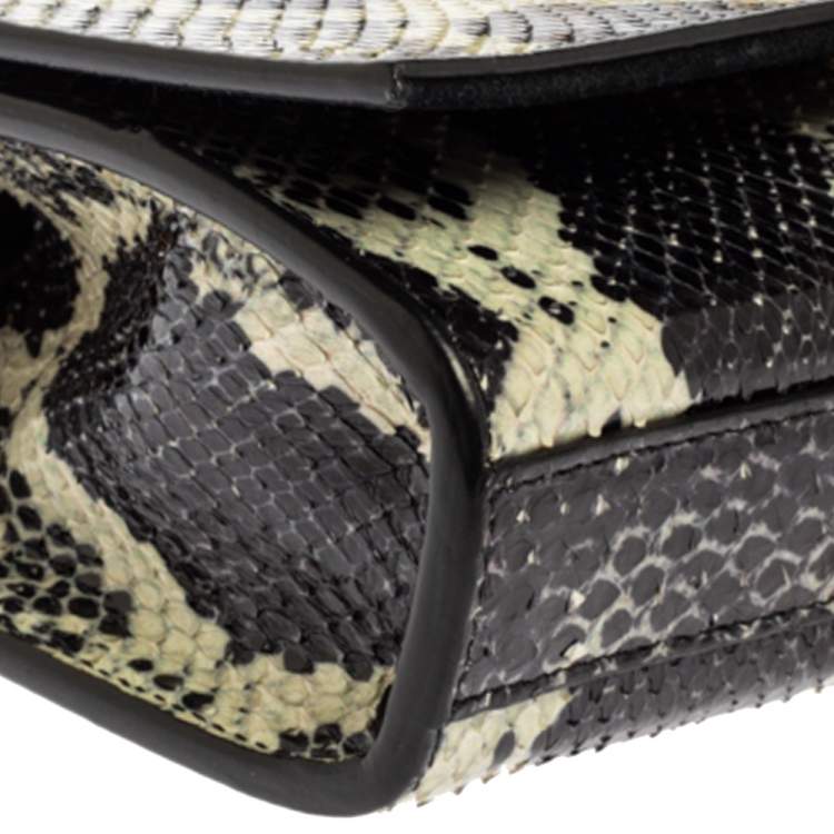 Pre Owned Saint Laurent Black/White Python Small Kate Tassel Shoulder Bag