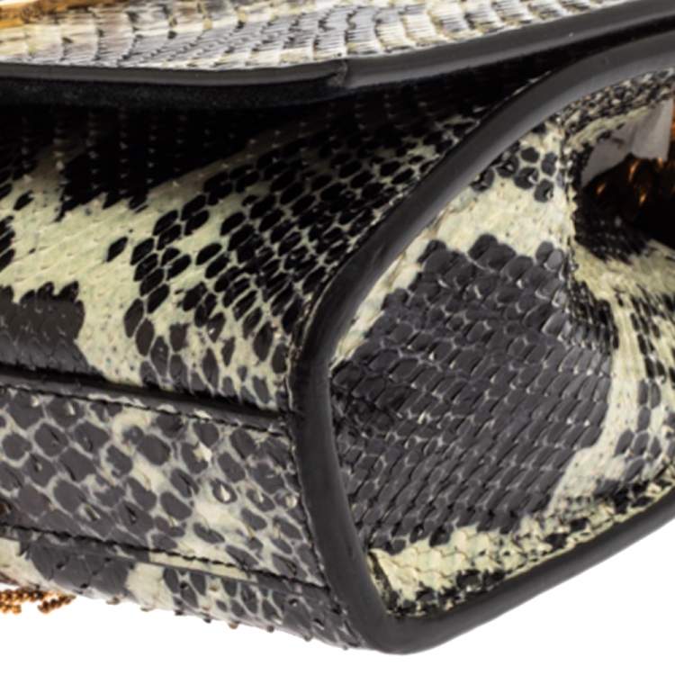 Pre Owned Saint Laurent Black/White Python Small Kate Tassel Shoulder Bag