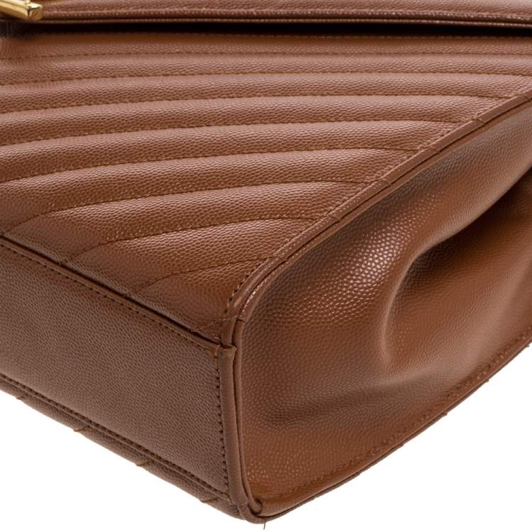 Pre Owned Saint Laurent Tan Matelasse Leather Large Cassandre Flap Bag