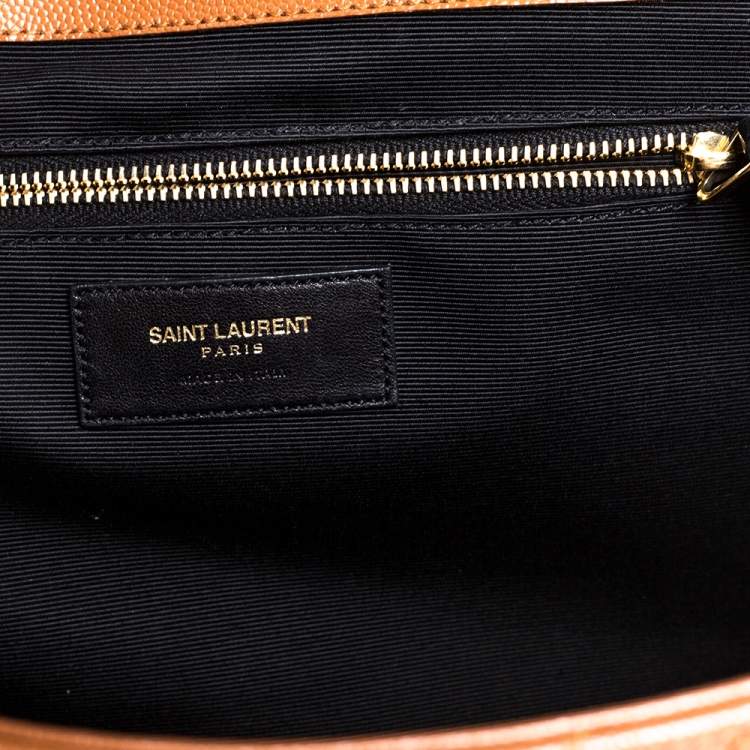 Pre Owned Saint Laurent Tan Matelasse Leather Large Cassandre Flap Bag
