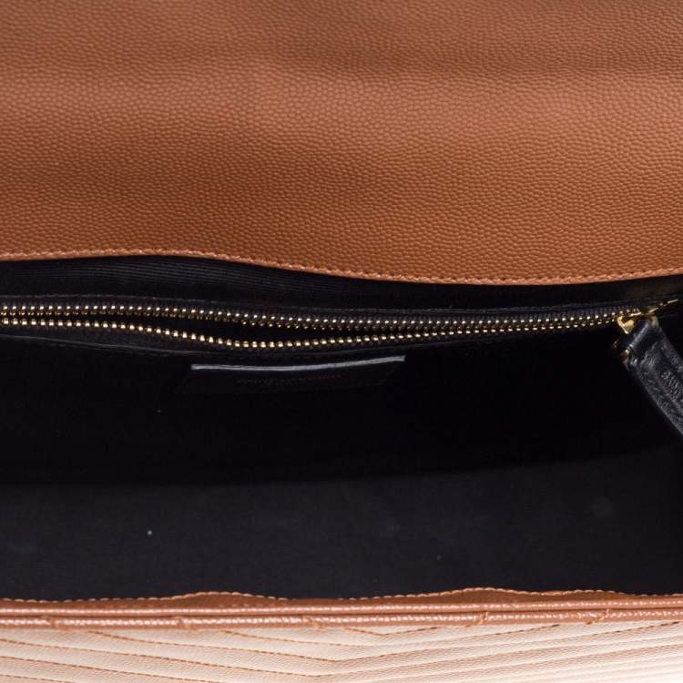 Pre Owned Saint Laurent Tan Matelasse Leather Large Cassandre Flap Bag