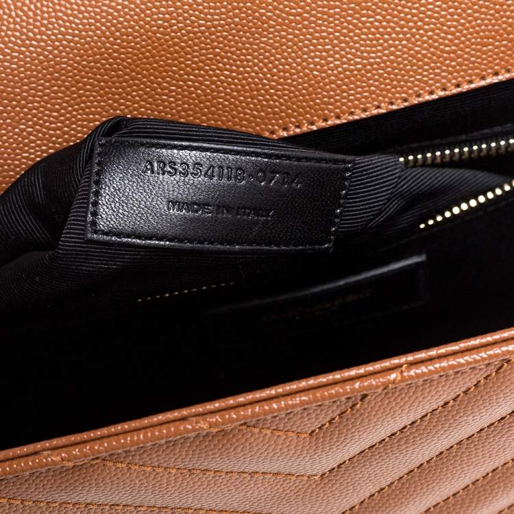 Pre Owned Saint Laurent Tan Matelasse Leather Large Cassandre Flap Bag