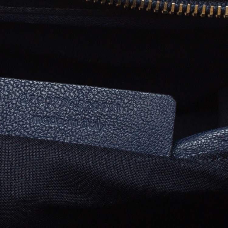 Pre Owned Yves Saint Laurent Navy Blue Lizard Embossed Leather Medium Cabas Y-Ligne Tote