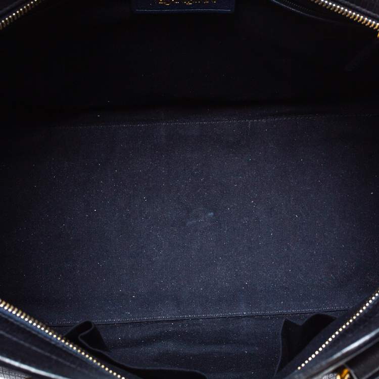 Pre Owned Yves Saint Laurent Navy Blue Lizard Embossed Leather Medium Cabas Y-Ligne Tote