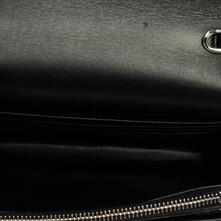 Pre Owned Saint Laurent Black Croc Embossed Leather Small Sunset Shoulder Bag